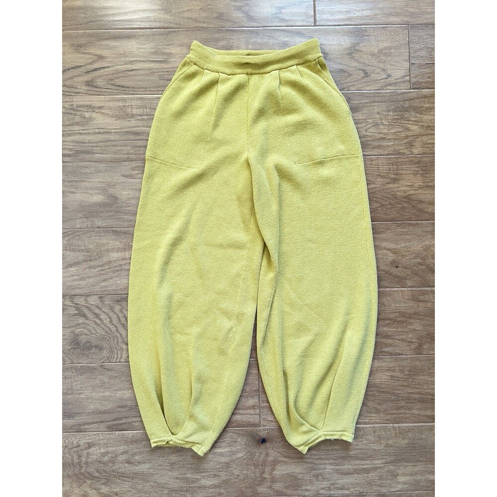 Free People Beach Freya Knit Sweater Pants Size S Yellow Balloon Jogger